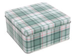 Zimowa puszka ZIELONA KRATA 15x15x7 cm Deco WINTER Tin box SOFT GREEN 15x15x7cm 23465948