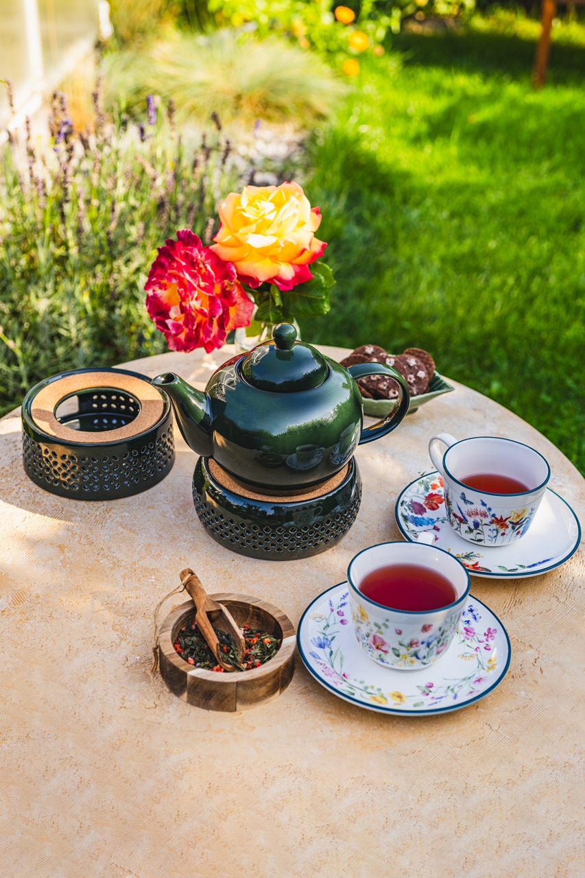Bisette CIEMNO ZIELONY A ceramiczny podgrzewacz Bisette DARK GREEN A ceramic WARMER for tea pot - obrazek 4