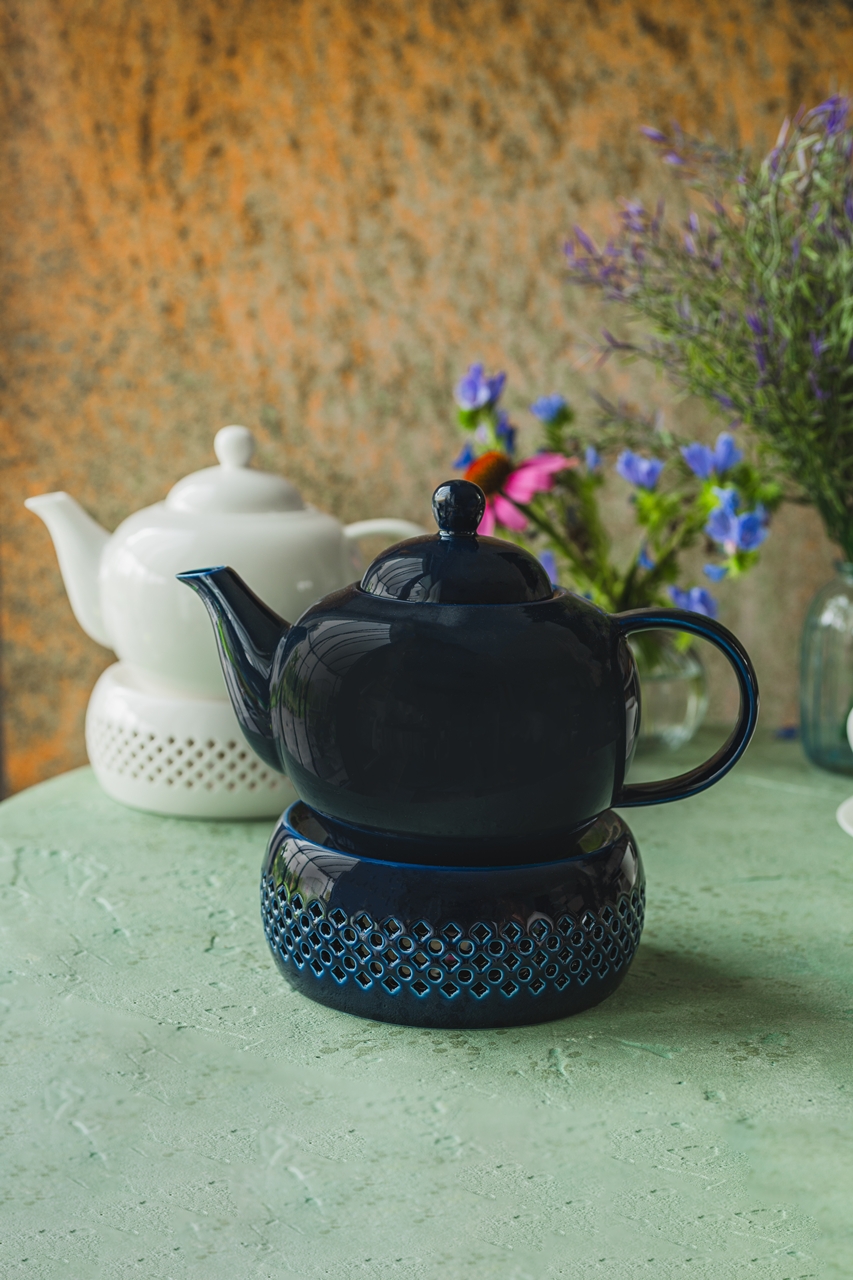 Bisette GRANAT A ceramiczny podgrzewacz do dzbankó Bisette NAVY BLUE A ceramic WARMER for tea pot - obrazek 2