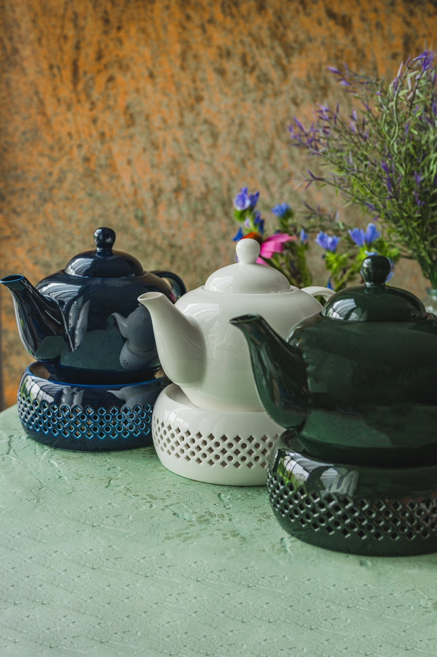 Bisette GRANAT A ceramiczny podgrzewacz do dzbankó Bisette NAVY BLUE A ceramic WARMER for tea pot - obrazek 3