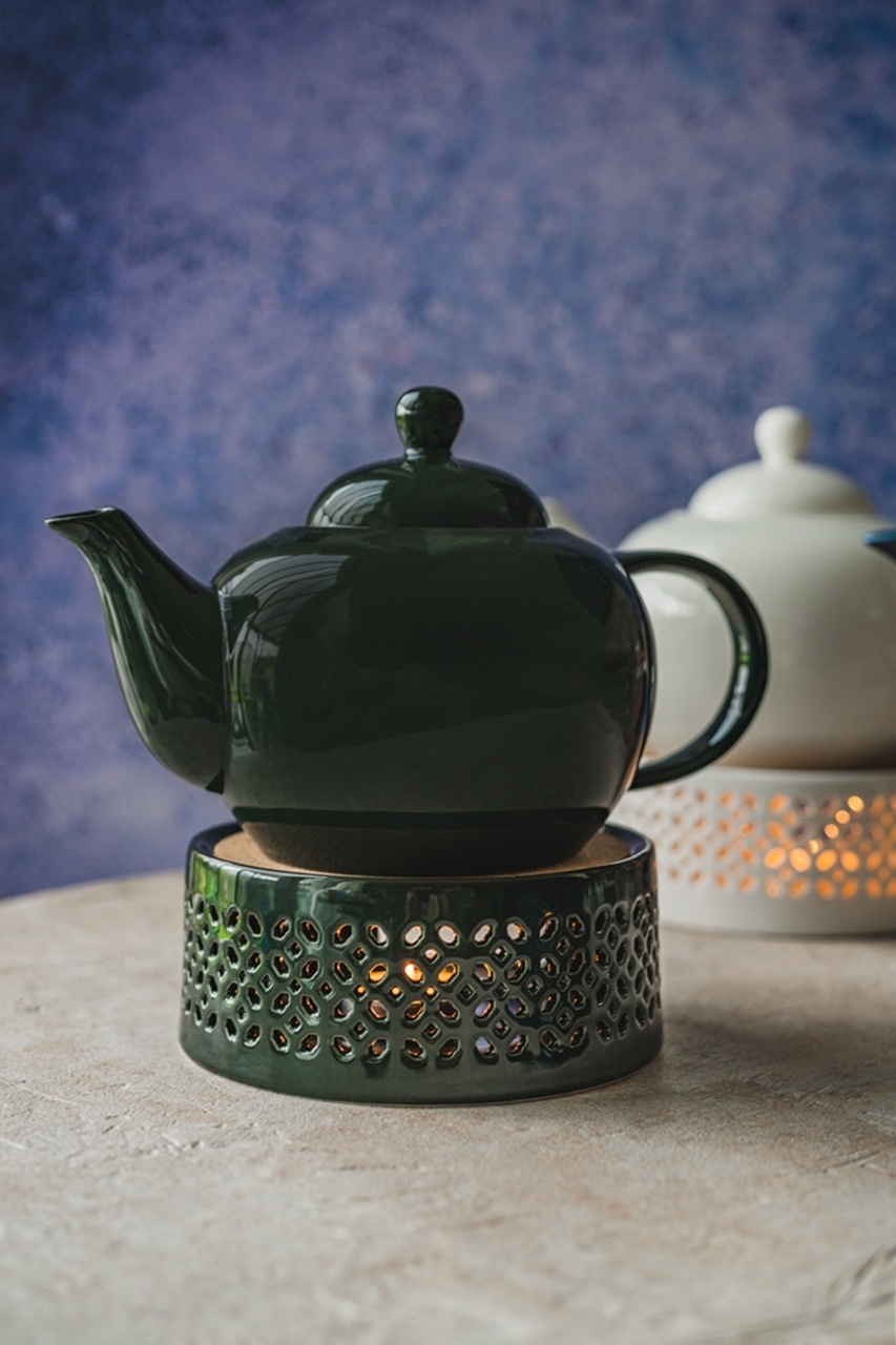 Bisette CIEMNO ZIELONY B ceramiczny podgrzewacz Bisette DARK GREEN B ceramic WARMER for tea pot - obrazek 2