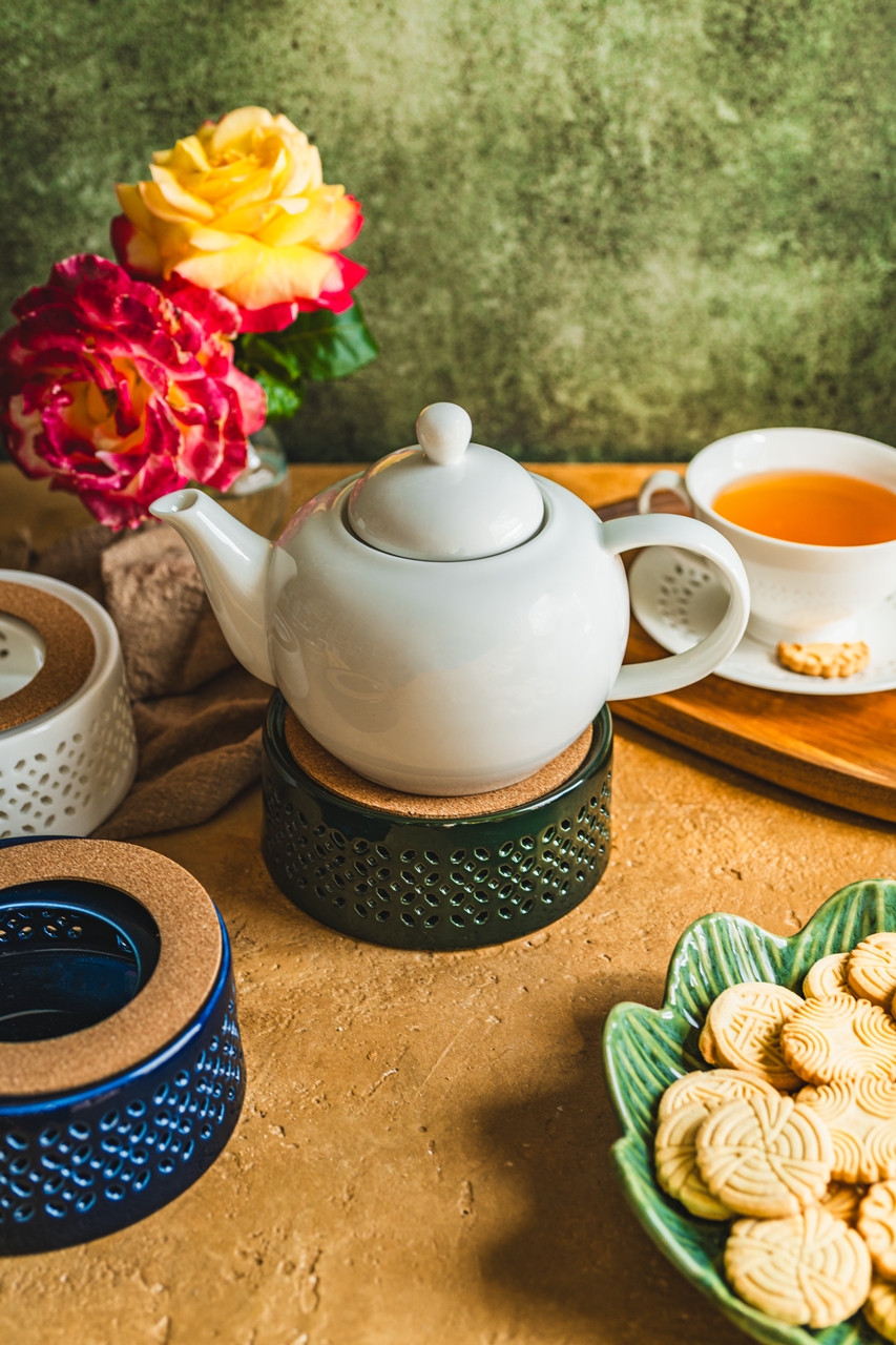 Bisette CIEMNO ZIELONY B ceramiczny podgrzewacz Bisette DARK GREEN B ceramic WARMER for tea pot - obrazek 4