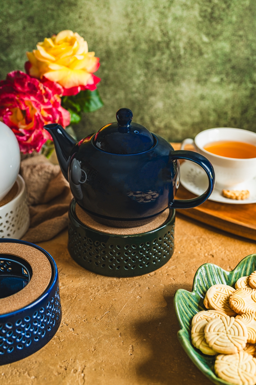 Bisette CIEMNO ZIELONY B ceramiczny podgrzewacz Bisette DARK GREEN B ceramic WARMER for tea pot - obrazek 3