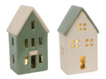 LED ceramiczny DOMEK beżowy/ zielony 15 cm LED ceramic HOUSE beige/ green 15 cm 23080425