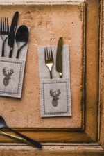 Filcowe etui na sztućce 23x10 cm ŁOŚ beżowa 2 sztu Felt cutlery bag 23x10 cm set2 DEER beige 23099393