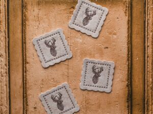 Filcowa podkladki pod szklankę 10 cm ŁOŚ beżowy 4x Felt coaster mat 10 cm set 4 DEER beige 23099391