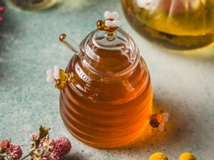 MPL LA BANDE pojemnik na miód NOWA pszczółka MPL LA BANDE boro glass honey jar new bees 075471