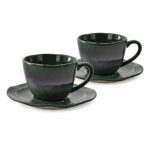 Ceramiczna linia OMBRES 2 filiżanki i spodki ZIELE OMBRES line 2+2 cups set GREEN GREY