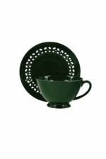 Bisette CIEMNO ZIELONA B ceramiczna filiżanka 260  Bisette DARK GREEN B ceramic CUP 260 ml wth saucer