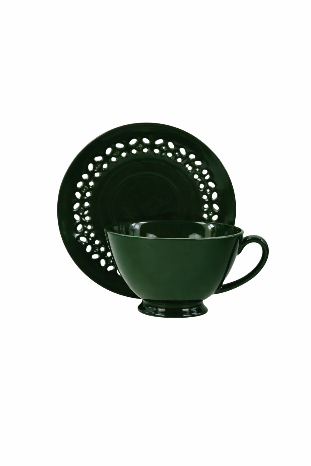 Bisette CIEMNO ZIELONA B ceramiczna filiżanka 260 Bisette DARK GREEN B ceramic CUP 260 ml wth saucer