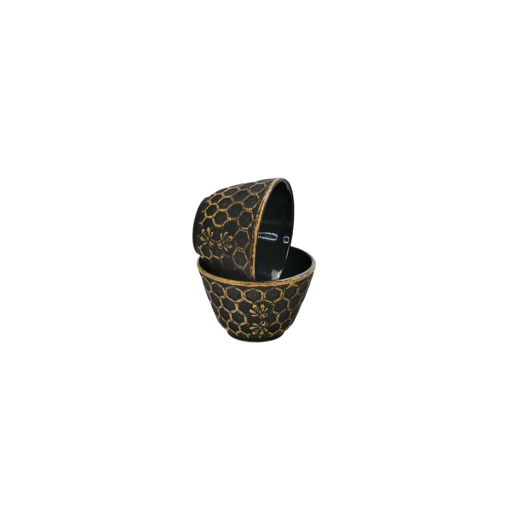 Żeliwne czarki do herbaty zestaw 2 ZŁOTA PSZCZÓŁKA Cast iron japanese cups set of 2 GOLD BEES 079363 - obrazek 3