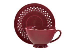 Bisette RÓŻOWA A ceramiczna filiżanka 260 ml ze sp Bisette PINK A ceramic CUP 260 ml with saucer