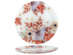 SZKLANA patera talerz okrągły o15cm wzór KWIATY ró GLASS plate FLOWER design o15 cm 23469050