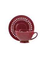 Bisette RÓŻOWA B ceramiczna filiżanka 260 ml ze sp Bisette PINK B ceramic CUP 260 ml with saucer