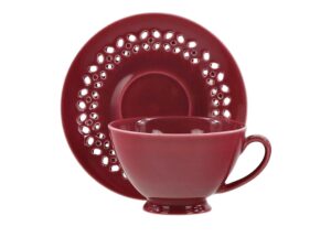 Bisette RÓŻOWA B ceramiczna filiżanka 260 ml ze sp Bisette PINK B ceramic CUP 260 ml with saucer
