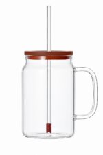 ROL BIG KUBEK szklany 1,5 l ze słomką BURSZTYN ROL BIG MUG GLASS 1,5 l with straw & lid AMBER