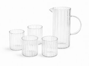 MPL LA BANDE Zestaw dzbanek bez pokrywki 1,2l i 4  MPL LA BANDE boro glass jug no lid 1,2l and 4 cups