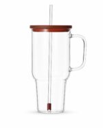 ROL BIG KUBEK szklany 1,1 l ze słomką BURSZTYN ROL BIG MUG GLASS 1,1 l with straw & lid AMBER