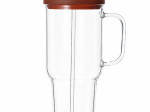ROL BIG KUBEK szklany 1,1 l ze słomką BURSZTYN ROL BIG MUG GLASS 1,1 l with straw & lid AMBER