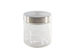 Szklany słoiczek z zakrętką w kolorze srebrnym 12  Glass jar with silver cover o10 x 12 cm 23468730