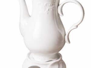 POLSKI BIAŁY porcelanowy dzbanek z podgrzewaczem Porcelain TEAPOT with warmer POLAND WHITE