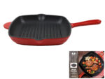 Żeliwny patelnia 25 cm czerwona emaliowana CAST IRON frypan sq 25 cm RED enamel 23460192
