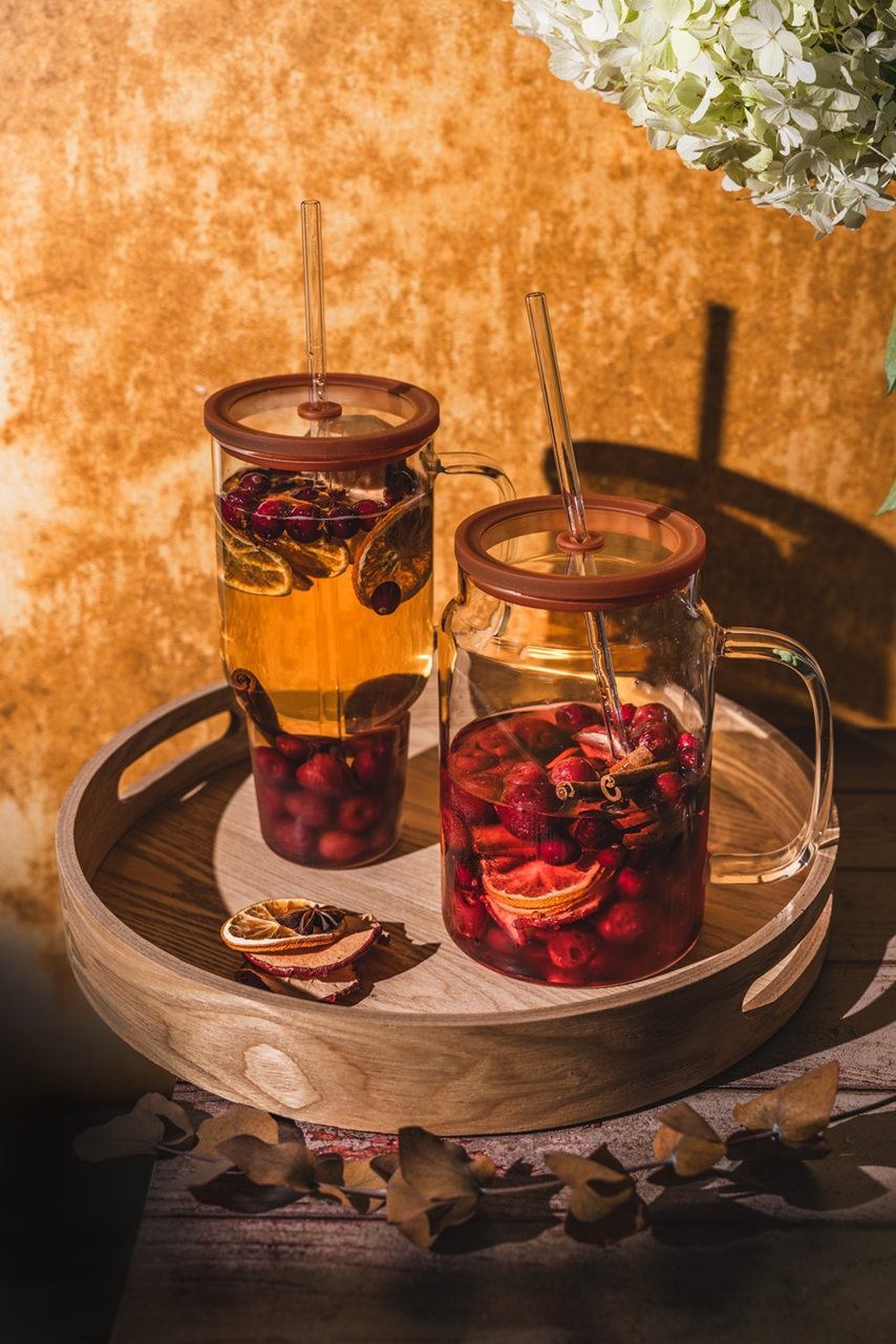 ROL BIG KUBEK szklany 1,5 l ze słomką BURSZTYN ROL BIG MUG GLASS 1,5 l with straw & lid AMBER - obrazek 3
