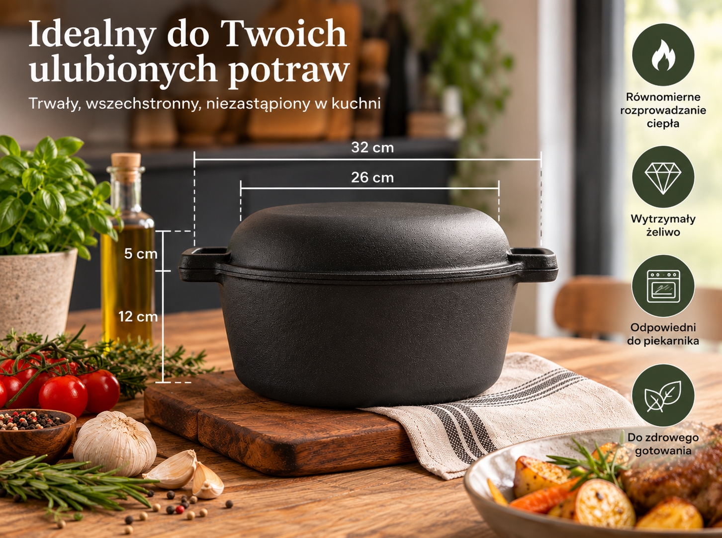 Żeliwny garnek do Chleba podwójny CAST IRON DUTCH BREAD OVEN 087.236 - obrazek 3