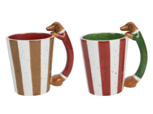 Ceramiczna linia JAMNIK kubek MIX wzorów PASKI Ceramic DACHSHUND mug MIX STRIPES 23001014